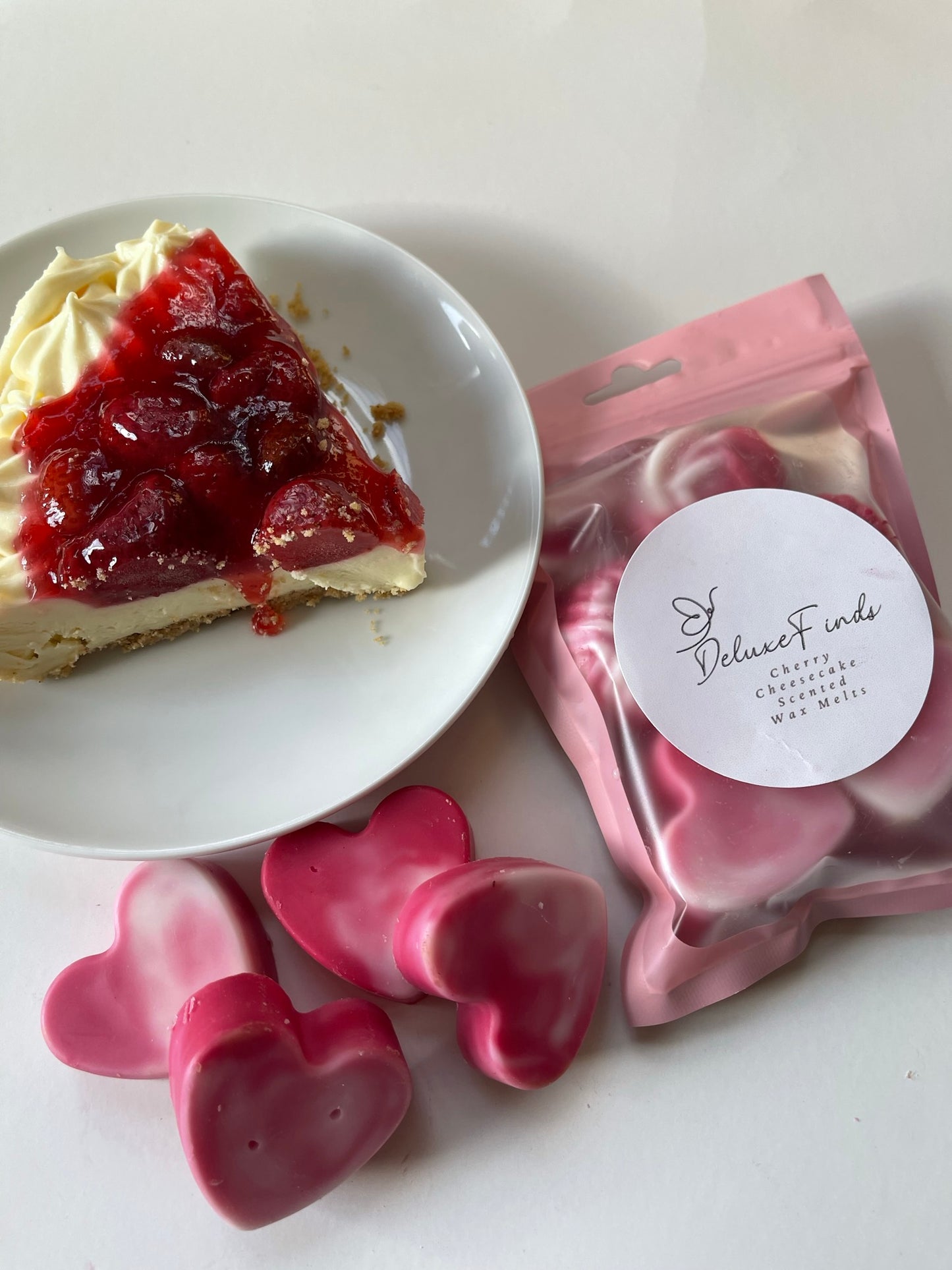 Presenting "Cherry Delight: Indulgent Cheesecake Scented Wax Melts"